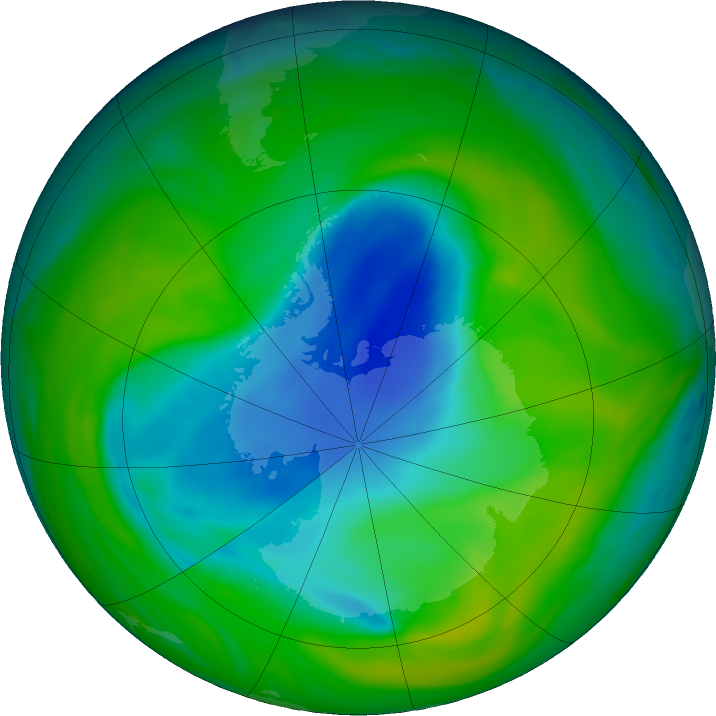 Antarctic ozone map for 28 November 2018